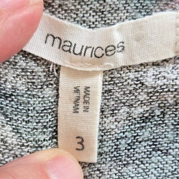 Maurices Womens Plus 3XL Grey Top With Pink Floral Design & Bell Sleeves - Picture 3 of 4